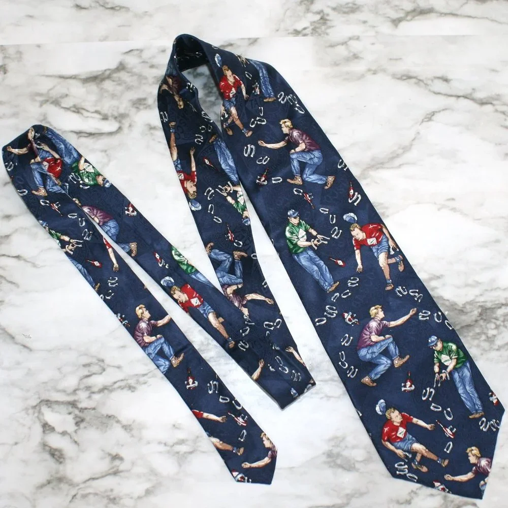 TABASCO Necktie Horseshoe Sports Colorful Blue Silk Necktie Summer Accessory
